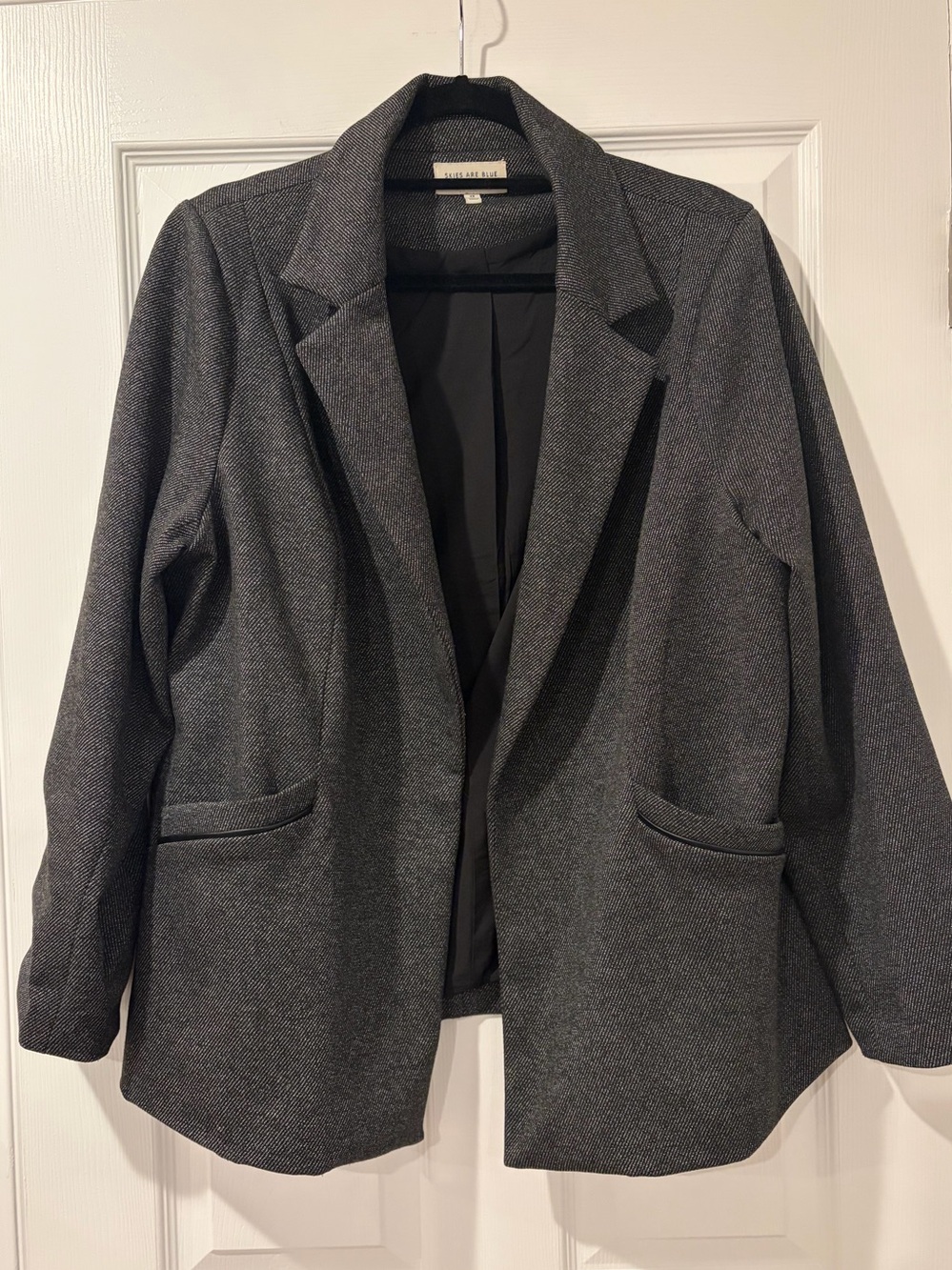 Skies Are Blue Charcoal Open-Front Blazer